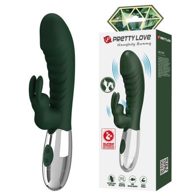 Wibrator króliczek Naughty Bunny BW-500071DC z podwójnym silnikiem i 30 trybami wibracji, silikon medyczny, ładowanie USB - 1
