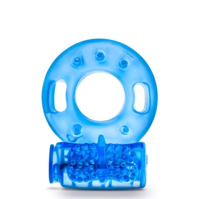 Pierścień na penisa Stay Hard Reusable Blue - wibrująca opaska z TPE, średnica zewnętrzna 3,8 cm - 1 2