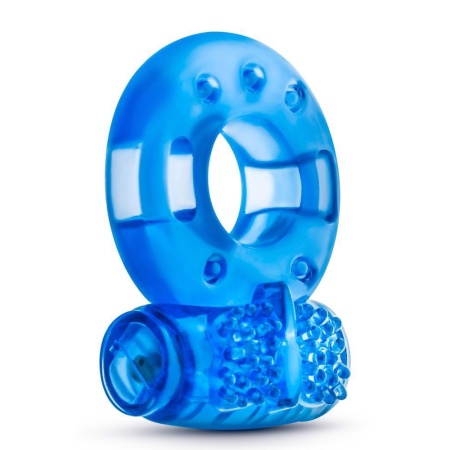 Pierścień na penisa Stay Hard Reusable Blue - wibrująca opaska z TPE, średnica zewnętrzna 3,8 cm - 3