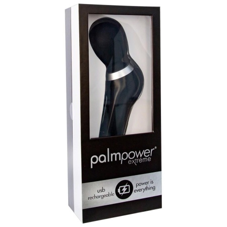Palm Power Extreme Black – Różdżka do masażu z elastyczną główką, 7 trybami wibracji i blokadą przycisków, długość 26,5 cm - 1