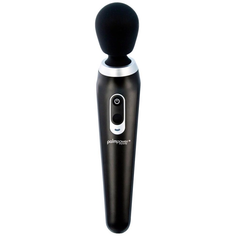 Palm Power Extreme Black – Różdżka do masażu z elastyczną główką, 7 trybami wibracji i blokadą przycisków, długość 26,5 cm - 3