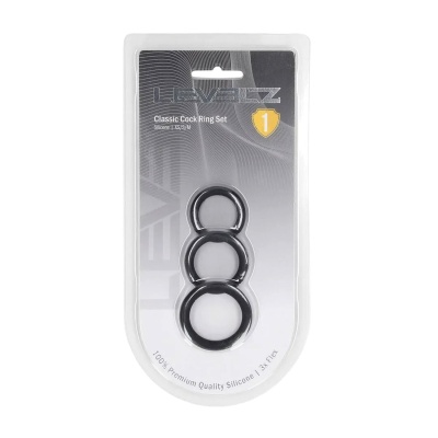Classic Silicone Cockring Set of 3 - XS/S/M - Black - 1