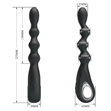 Elastyczny wibrator analny Federer - 12 wibracji, 22 cm - 8
