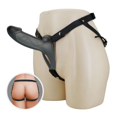 Strap-On Landon Hollow 18 cm z regulowaną nylonową uprzężą - 1 2