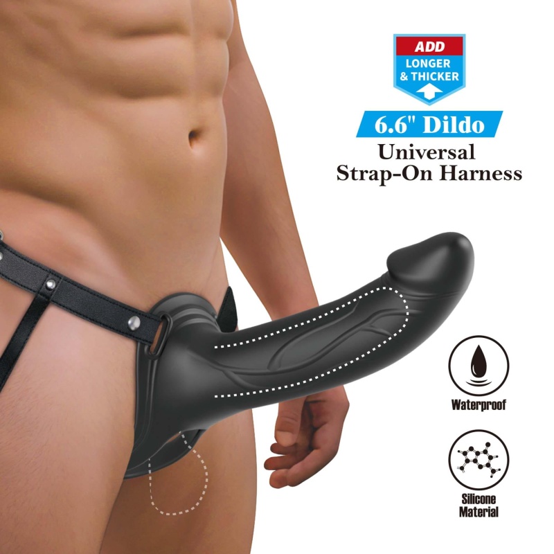 Strap-On Landon Hollow 18 cm z regulowaną nylonową uprzężą - 3