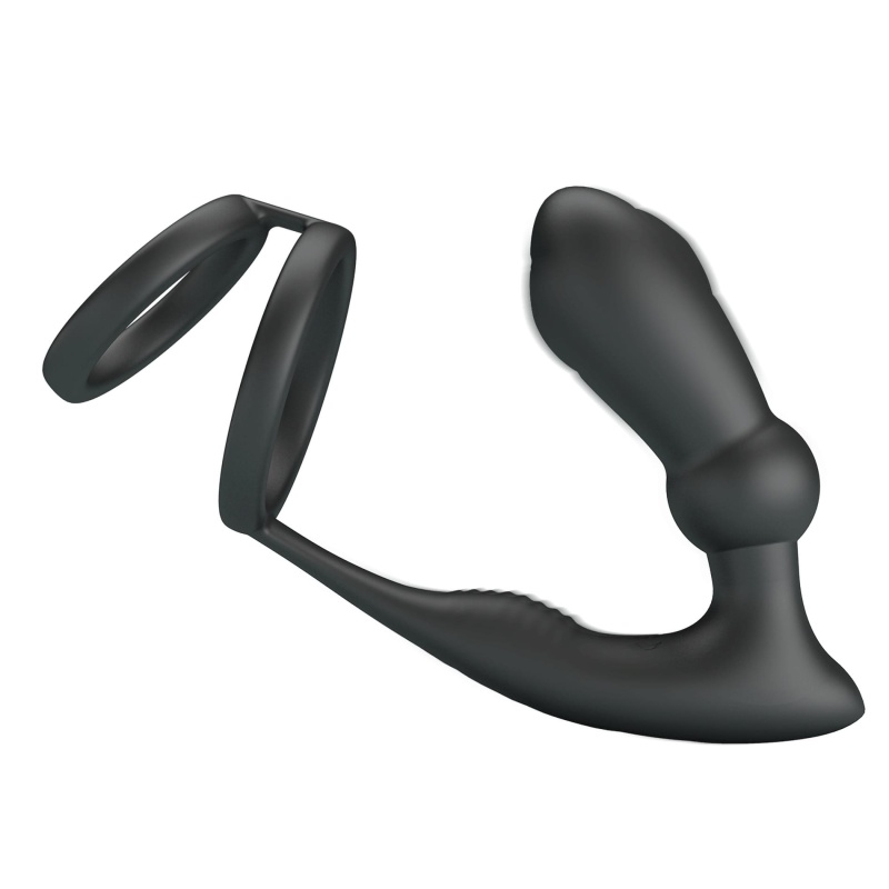 Pierścień erekcyjny Emoni z korkiem analnym i wibracjami 10,2 cm - 3