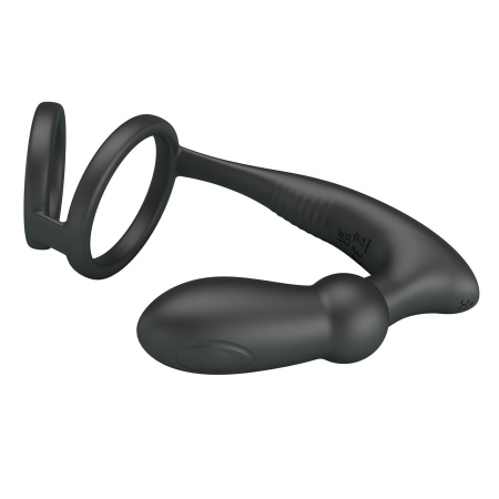 Pierścień erekcyjny Emoni z korkiem analnym i wibracjami 10,2 cm - 5
