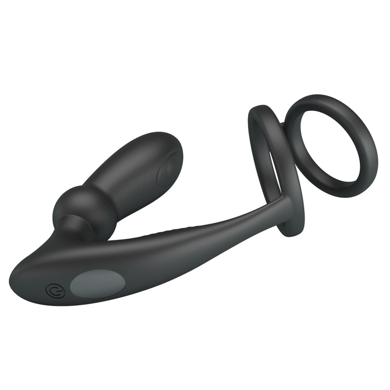 Pierścień erekcyjny Emoni z korkiem analnym i wibracjami 10,2 cm - 6