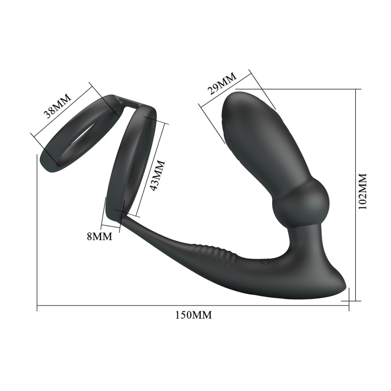 Pierścień erekcyjny Emoni z korkiem analnym i wibracjami 10,2 cm - 7
