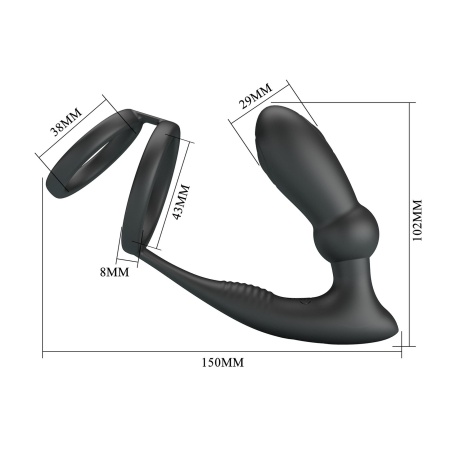 Pierścień erekcyjny Emoni z korkiem analnym i wibracjami 10,2 cm - 7
