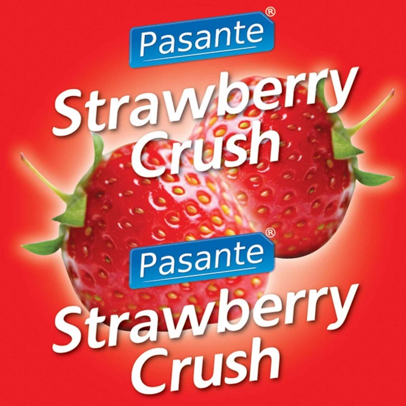 Prezerwatywy smakowe Pasante Strawberry Crush 52 mm czerwone 144 szt. - 2