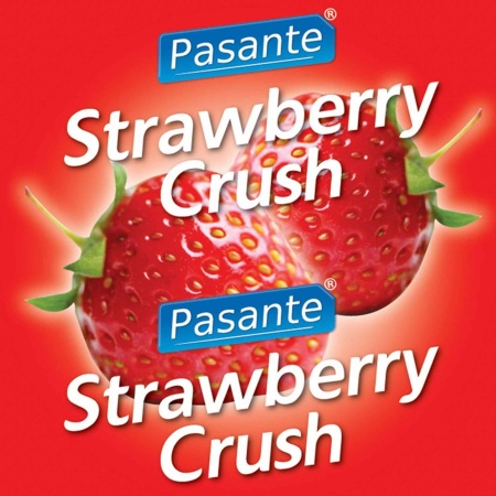 Prezerwatywy smakowe Pasante Strawberry Crush 52 mm czerwone 144 szt. - 2
