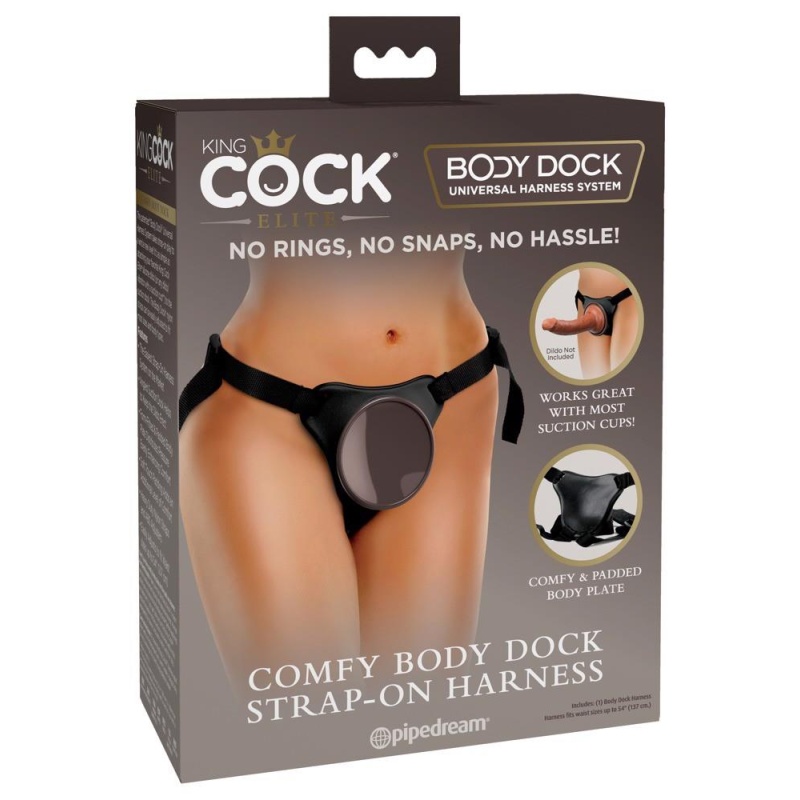 Uprząż strap-on Comfy Body Dock H z miękką płytą dokującą 13 × 14 × 5 cm, wnęką 8,6 cm i pasem 61–137 cm - 1