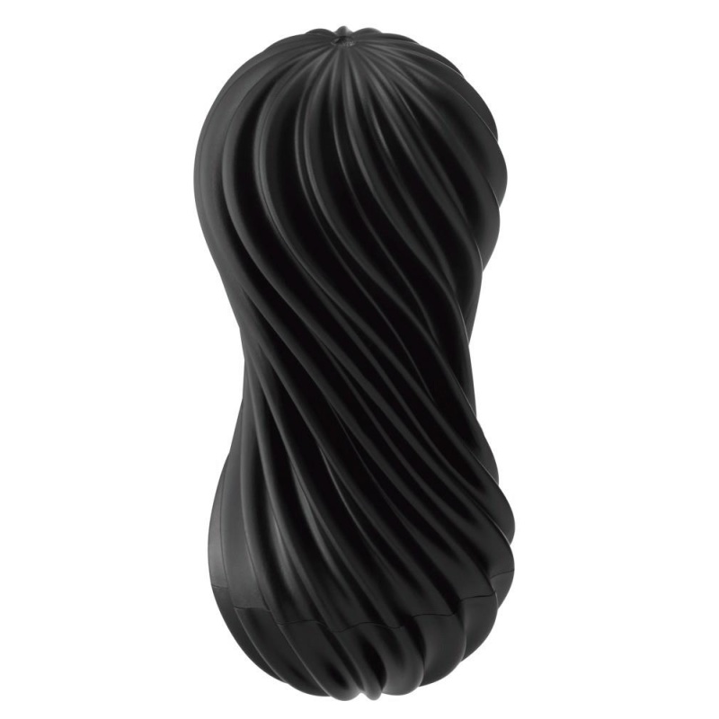 Masturbator Tenga Flex Rocky Black – spiralna struktura wewnętrzna, wbudowany stojak do suszenia, długość 15,5 cm - 2