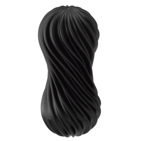 Masturbator Tenga Flex Rocky Black – spiralna struktura wewnętrzna, wbudowany stojak do suszenia, długość 15,5 cm - 2