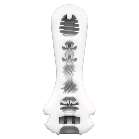 Masturbator Tenga Flex Rocky Black – spiralna struktura wewnętrzna, wbudowany stojak do suszenia, długość 15,5 cm - 3