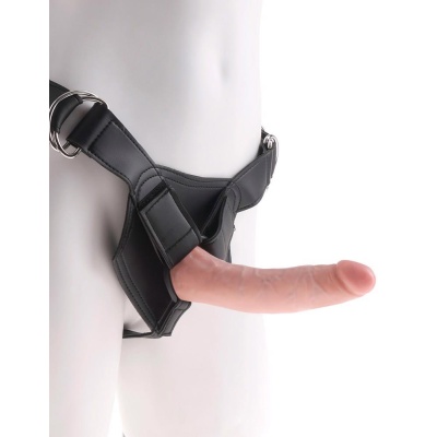 Strap-On King Cock z odpinanym dildo 7-calowym i regulowaną uprzężą z 3 pierścieniami, długość całkowita 20 cm, obwód bioder do - 1 2