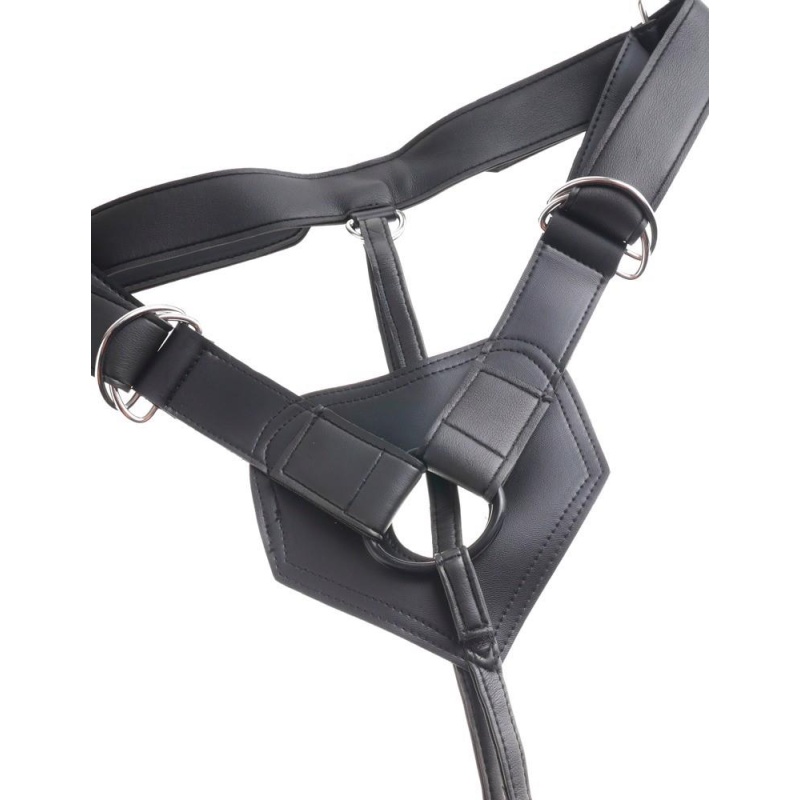 Strap-On King Cock z odpinanym dildo 7-calowym i regulowaną uprzężą z 3 pierścieniami, długość całkowita 20 cm, obwód bioder do - 7
