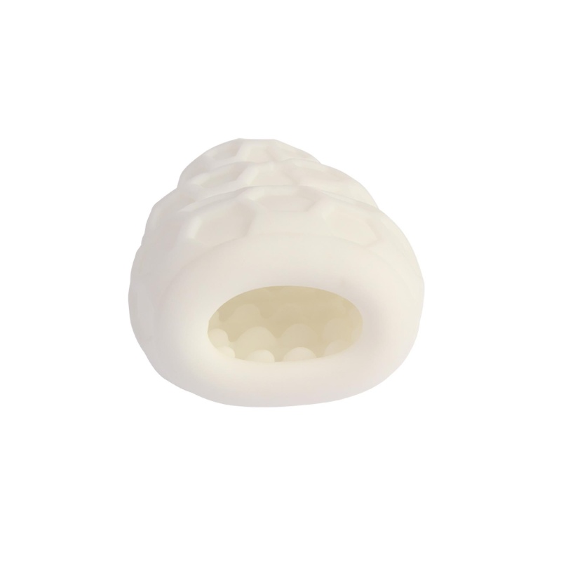 Masturbator Pleasure Pocket-White - TPE, relief heksagonalny, 7,8 cm × 5,5 cm - 3
