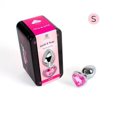 PINK HEART METAL BUTT PLUG S - 1
