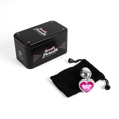 PINK HEART METAL BUTT PLUG S - 1 2
