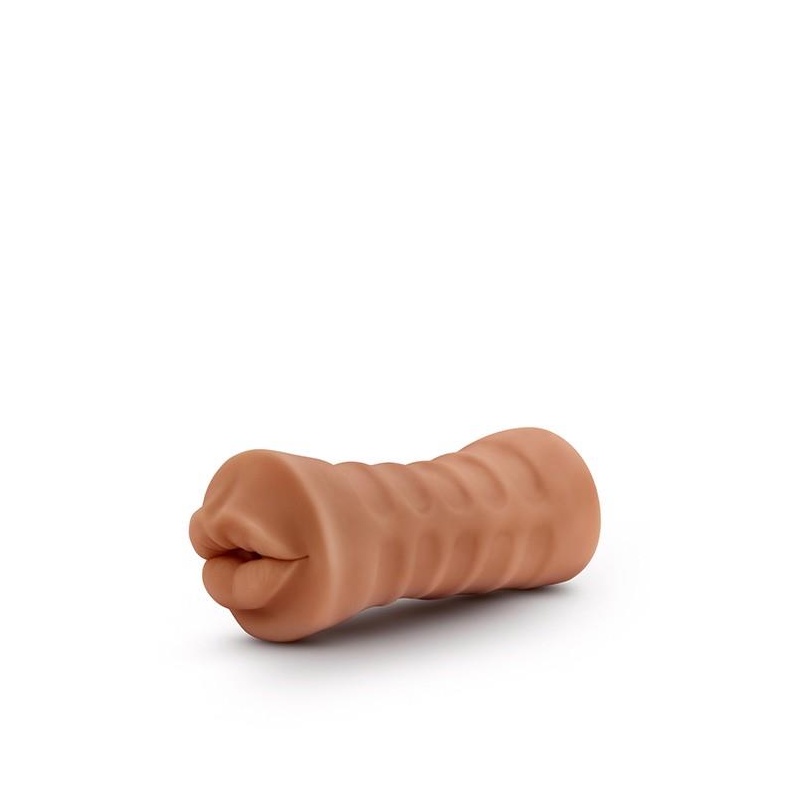 M For Men Isabella Mocha - stymulator ustny TPE z żebrowanym kanałem i pociskiem 1×AAA, 12,9 × 4,3 cm - 3