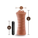 M For Men Isabella Mocha - stymulator ustny TPE z żebrowanym kanałem i pociskiem 1×AAA, 12,9 × 4,3 cm - 4