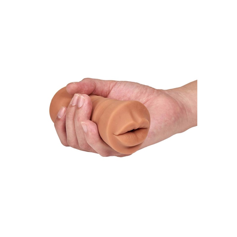 M For Men Isabella Mocha - stymulator ustny TPE z żebrowanym kanałem i pociskiem 1×AAA, 12,9 × 4,3 cm - 5