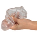 Nakładka na penisa Crystal Clear z przedłużeniem 5,2 cm i pierścieniem na jądra, TPE, 19,2 cm - 6