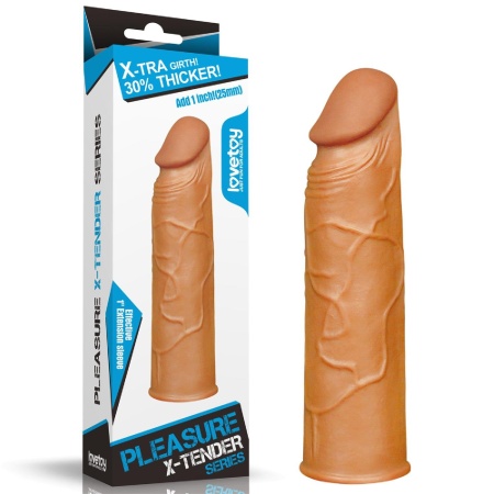 Nakładka na penisa Pleasure X Tender 17 cm brązowa - 1