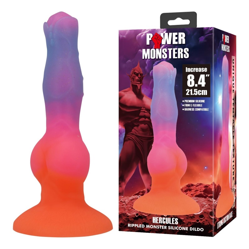 Dildo silikonowe Hercules 21,5 cm z teksturą i przyssawką - 1