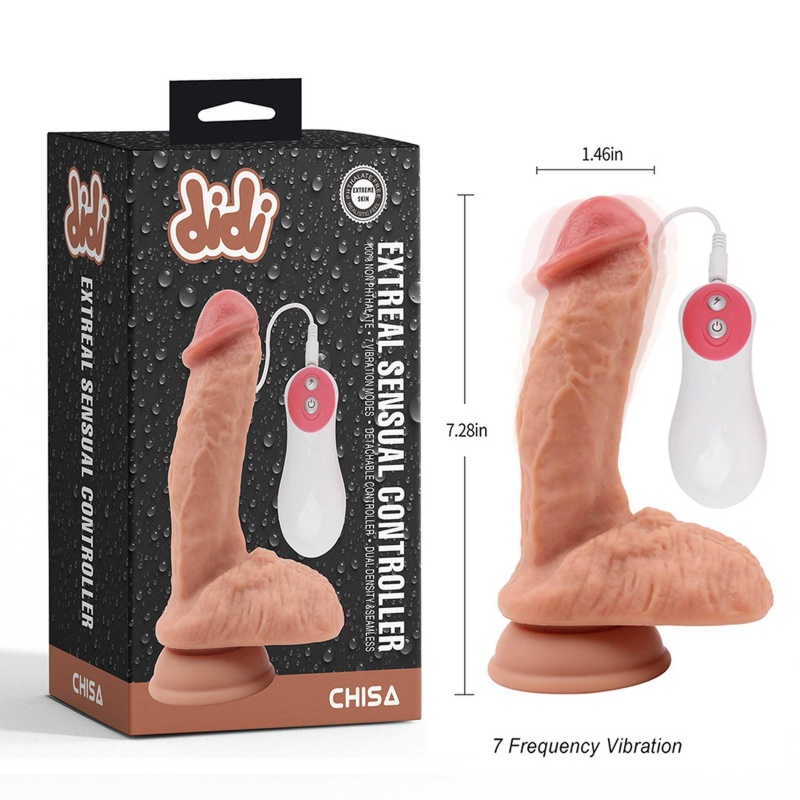 Sensual Controller - realistyczne dildo wibracyjne z silikonem dual density i odłączanym kontrolerem, 18,5 cm - 4