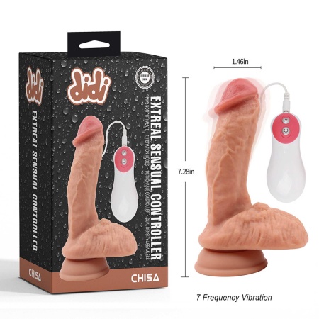 Sensual Controller - realistyczne dildo wibracyjne z silikonem dual density i odłączanym kontrolerem, 18,5 cm - 4