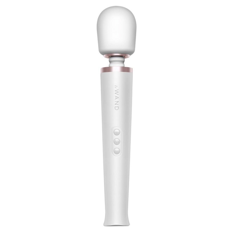 Masażer Le Wand Pearl White – akumulatorowa różdżka z silikonową głowicą, długość 33,5 cm - 2