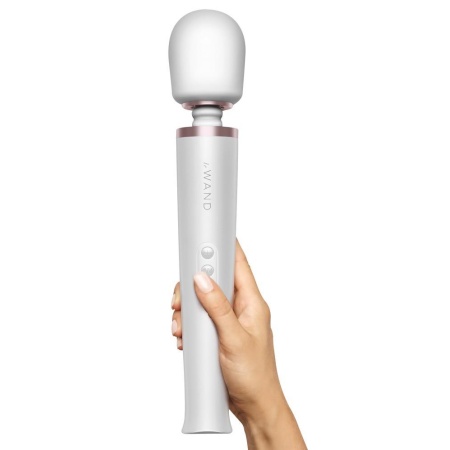 Masażer Le Wand Pearl White – akumulatorowa różdżka z silikonową głowicą, długość 33,5 cm - 5