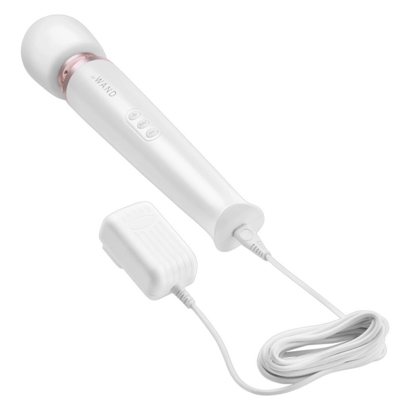 Masażer Le Wand Pearl White – akumulatorowa różdżka z silikonową głowicą, długość 33,5 cm - 6