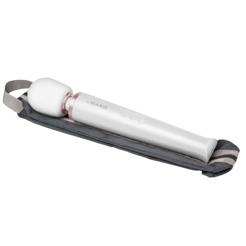 Masażer Le Wand Pearl White – akumulatorowa różdżka z silikonową głowicą, długość 33,5 cm - 8