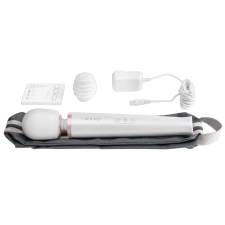 Masażer Le Wand Pearl White – akumulatorowa różdżka z silikonową głowicą, długość 33,5 cm - 9