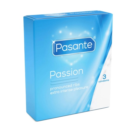 Prezerwatywy użebrowane Passion 52 mm (3 sztuki) - naturalne - 1