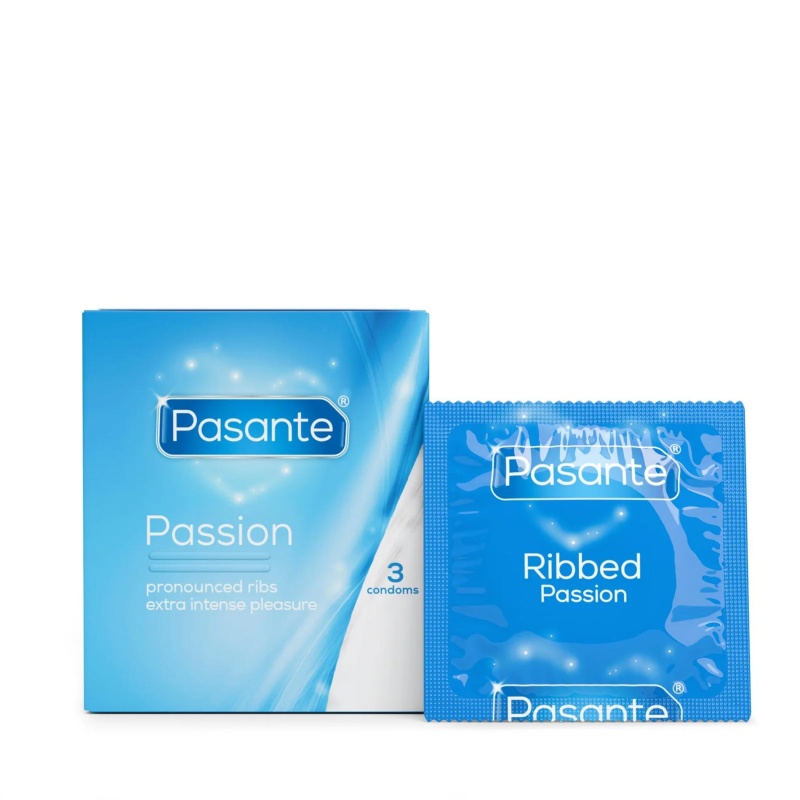 Prezerwatywy użebrowane Passion 52 mm (3 sztuki) - naturalne - 2