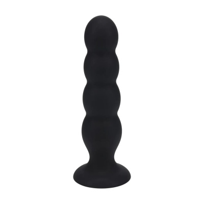 Quad Rattle Liquid Silicone Anal Plug - XL - Black - 1