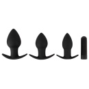 Zestaw 3 wtyczek odbytowych Black Velvets z wibratorem kulkowym 10 trybów, silikon, 3,3–4,5 cm - 2