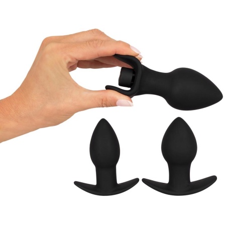 Zestaw 3 wtyczek odbytowych Black Velvets z wibratorem kulkowym 10 trybów, silikon, 3,3–4,5 cm - 6