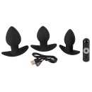 Zestaw 3 wtyczek odbytowych Black Velvets z wibratorem kulkowym 10 trybów, silikon, 3,3–4,5 cm - 8