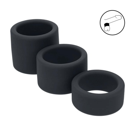 Liquid Silicone Ball Strap Set of 3 - S/M/L - Black - 2