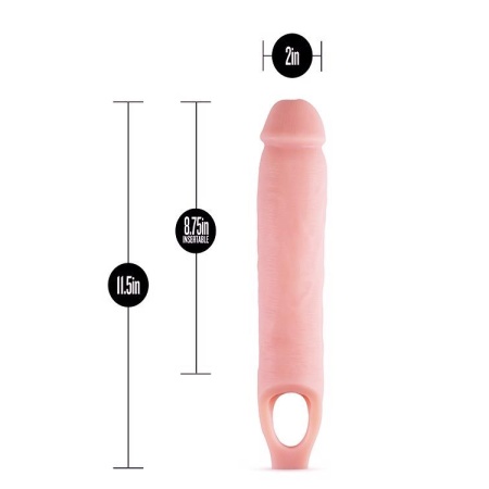 Nakładka Wydłużająca Penisa Performance 11,5" - Żeberkowana Osłona TPE z Paskiem na Mosznę, 21,6 cm - 3