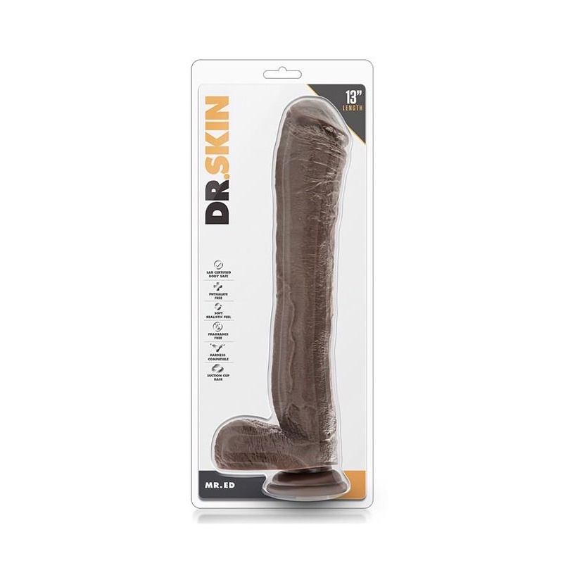 DR. SKIN MR. ED 13INCH DILDO CHOCOLATE - 1