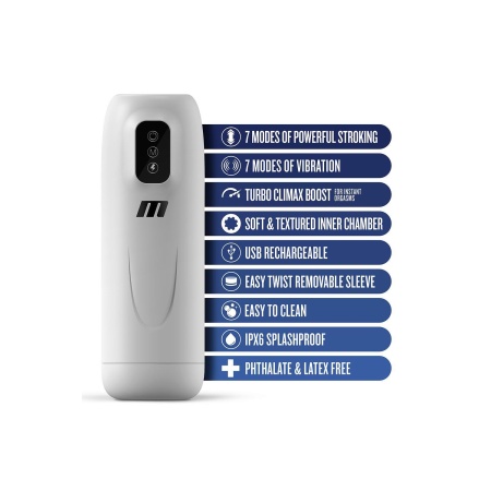Masturbator męski M FOR MEN ROBO-BATOR WHITE - 7 trybów wibracji i 7 trybów stymulacji, długość całkowita 25,4 cm - 4