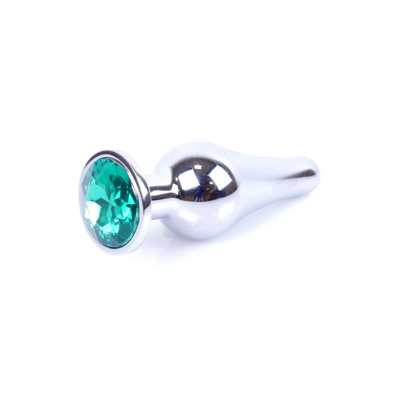 Biżuteria analna Jewellery Silver Green ze stali nierdzewnej z zielonym kamieniem i podstawą-ogranicznikiem, 9,5 cm × 3 cm - 7