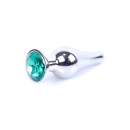 Biżuteria analna Jewellery Silver Green ze stali nierdzewnej z zielonym kamieniem i podstawą-ogranicznikiem, 9,5 cm × 3 cm - 7